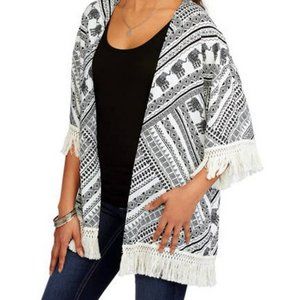 Fringed Kimono with Elephants